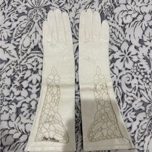 Vintage Madova Elegant off white Italian leather Gloves size 7